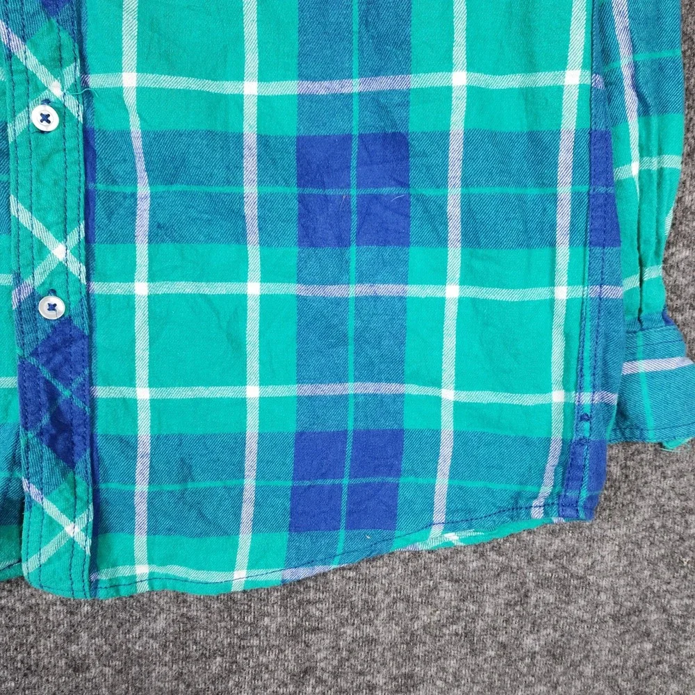 Red Camel Shirt Boys XL Plaid Teal Blue Western Button Down Long Sleeve EUC